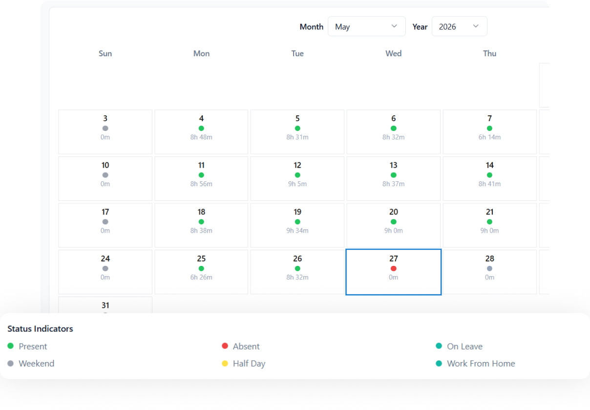 Peyqo attendance and leave preview