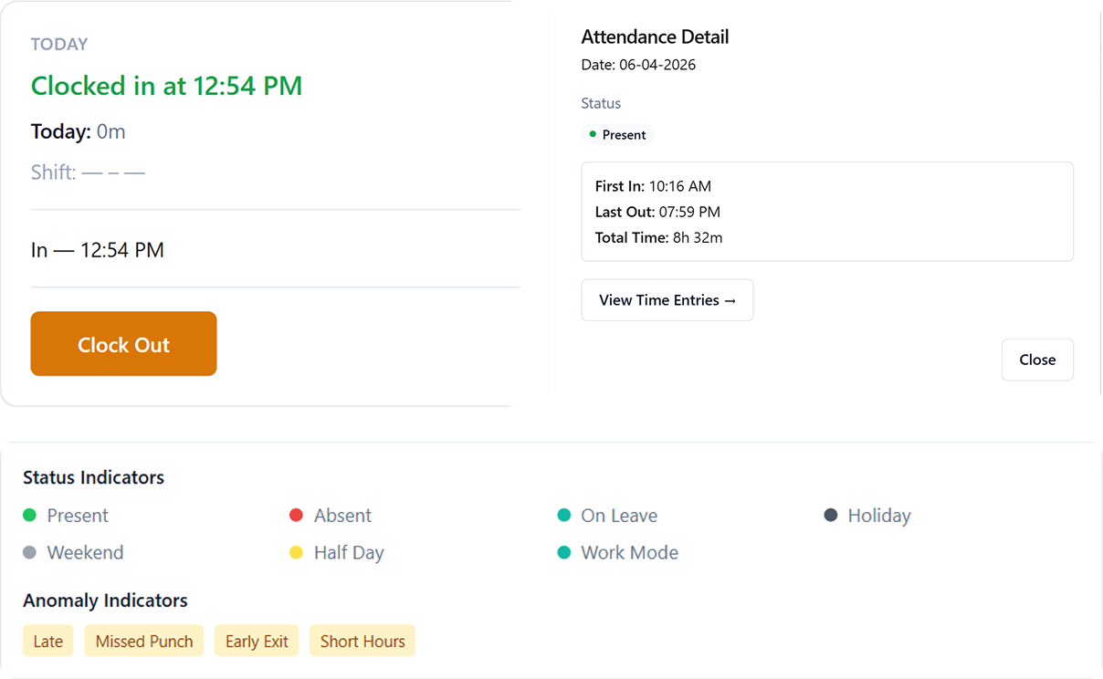 Peyqo Attendance — Smart Attendance Views for Every Role