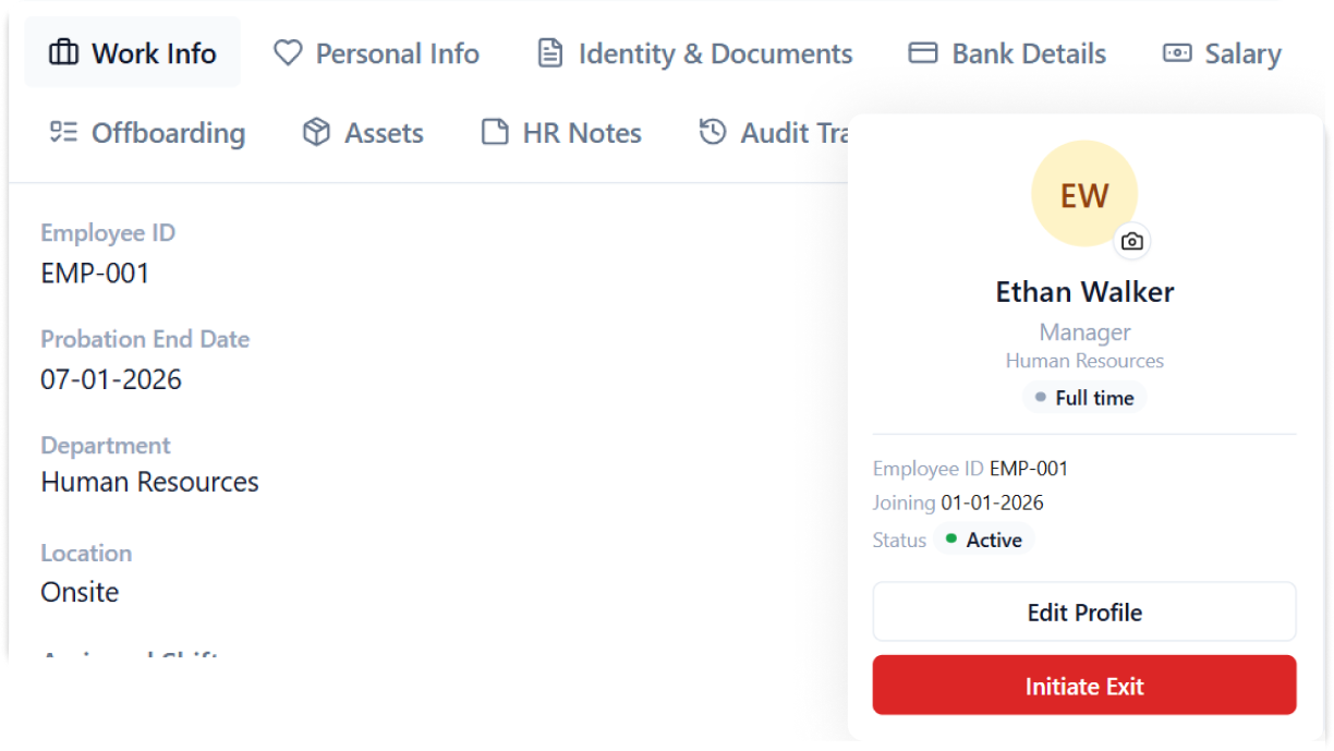 Peyqo complete employee profile record
