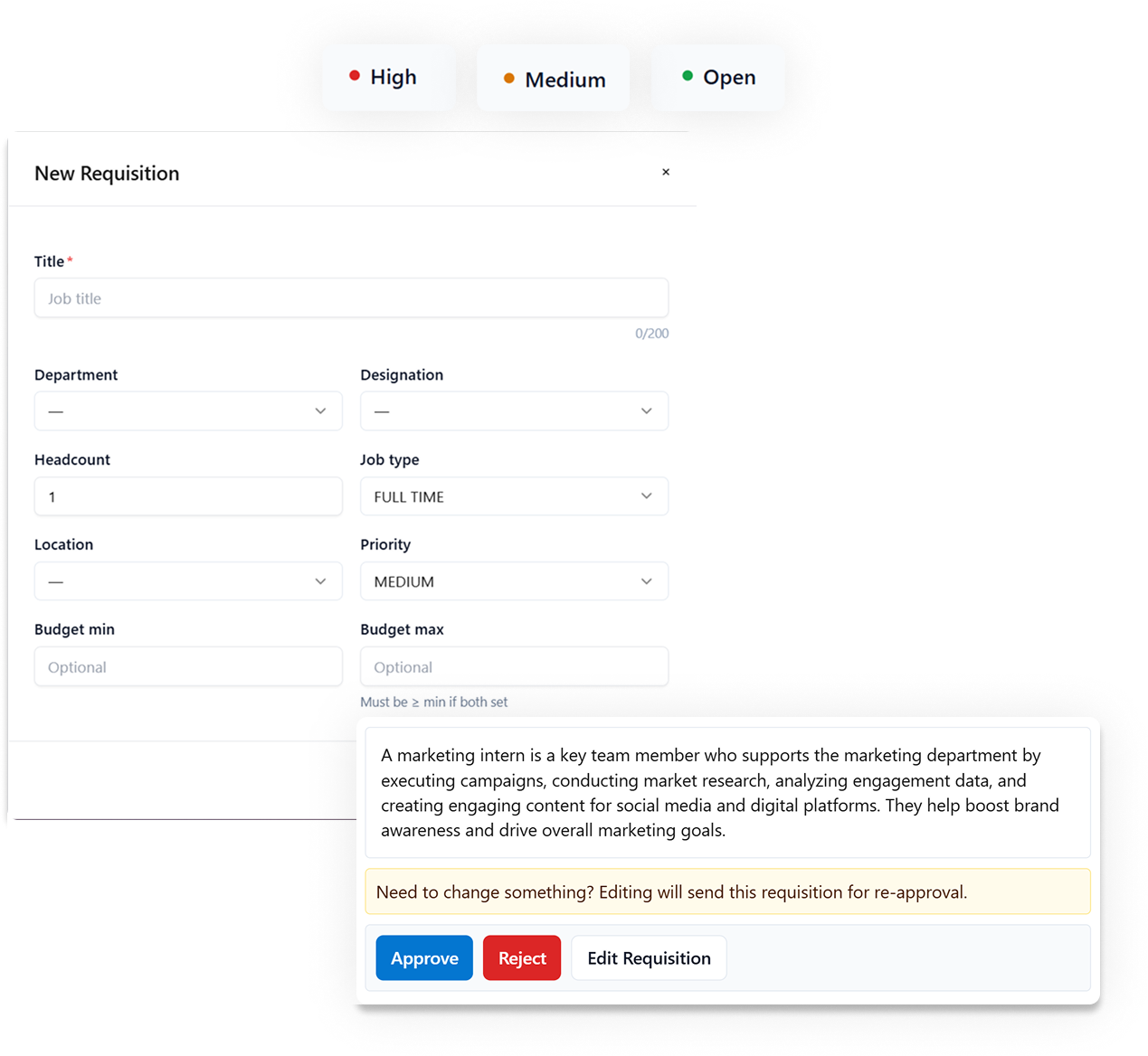Peyqo Hiring & Onboarding — Structured Hiring Starts with an Approved Requisition