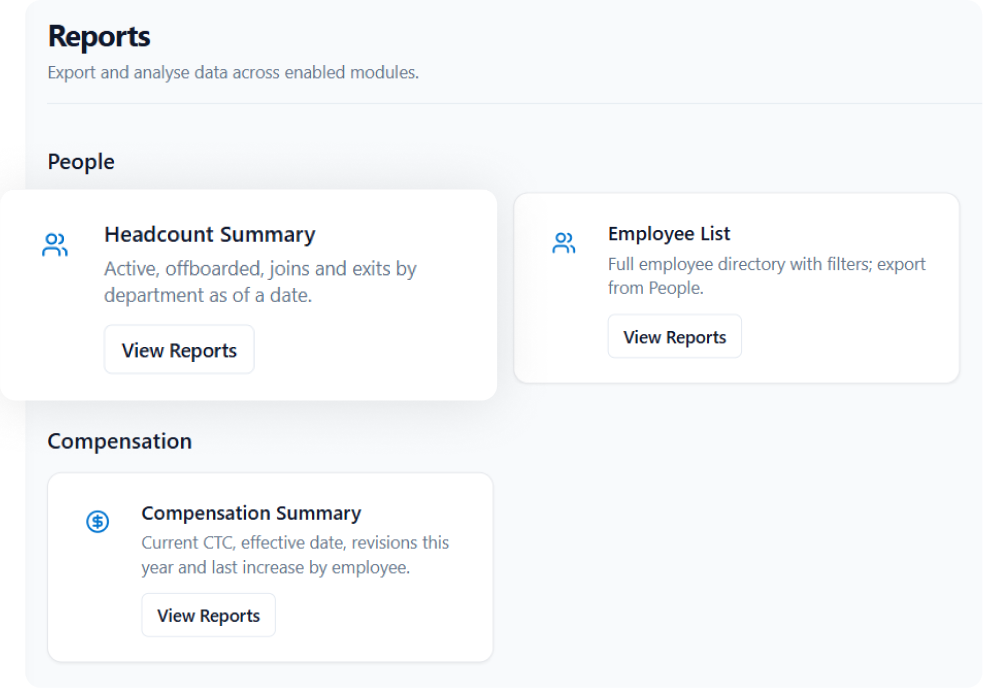 Peyqo cross-module reports and analytics
